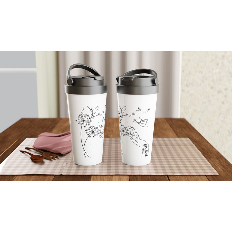 Be Kind 5 - White 15oz Stainless Steel Travel Mug