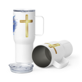 Shaken w/ Gold Crosses - Travel mug with a handle