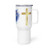 Shaken w/ Gold Crosses - Travel mug with a handle