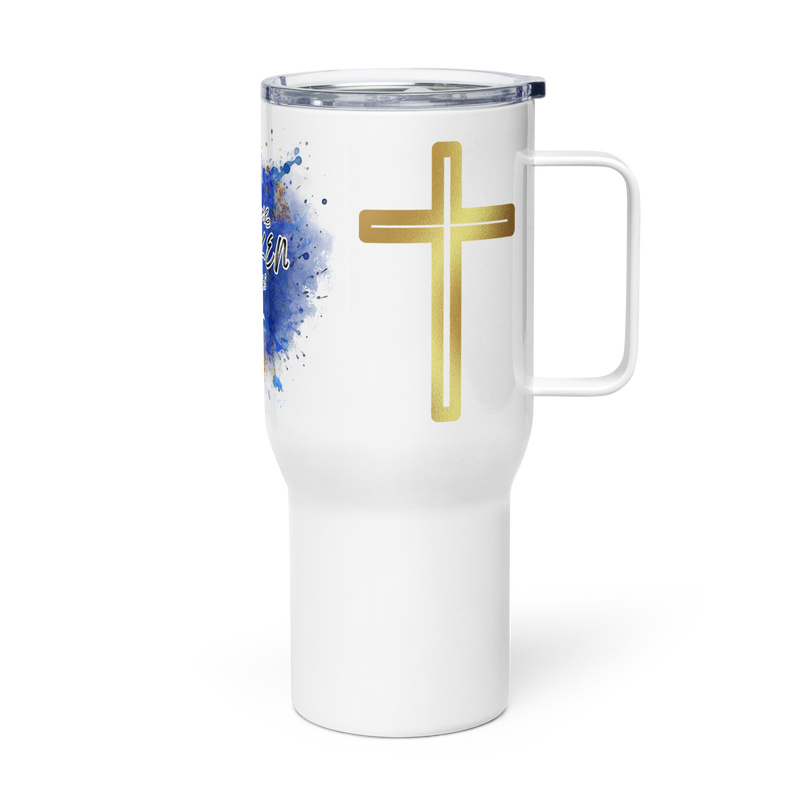 Shaken w/ Gold Crosses - Travel mug with a handle