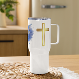 Shaken w/ Gold Crosses - Travel mug with a handle