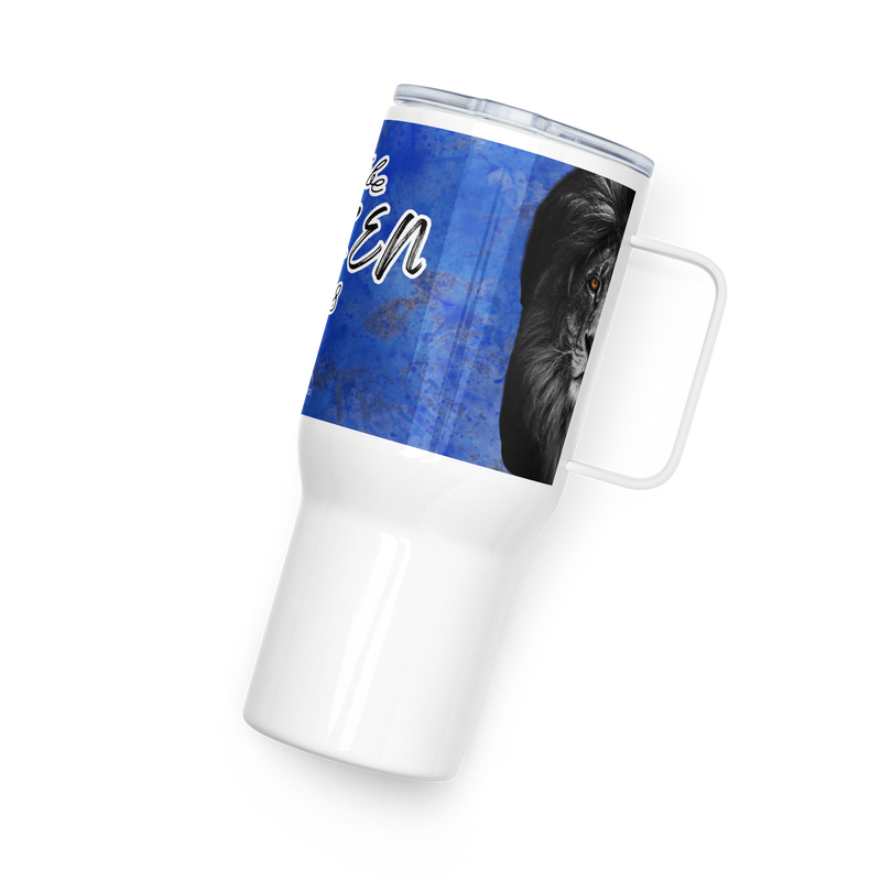 Shaken with Lion - Travel mug with a handle