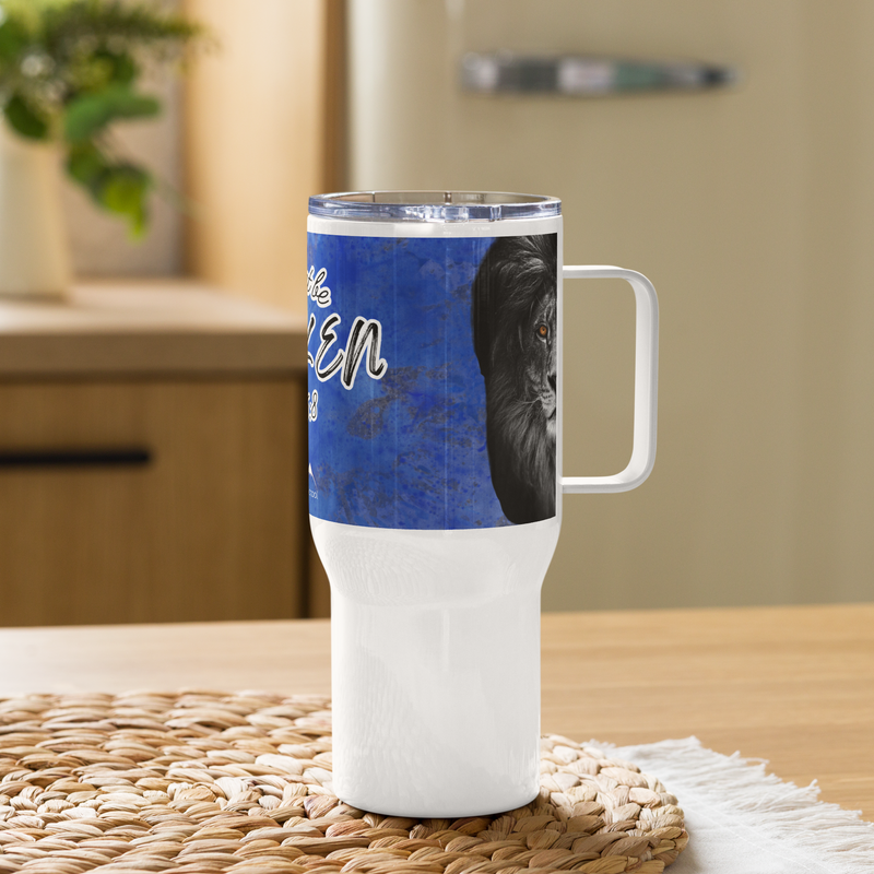 Shaken with Lion - Travel mug with a handle