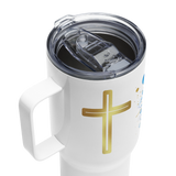 Shaken w/ Gold Crosses - Travel mug with a handle