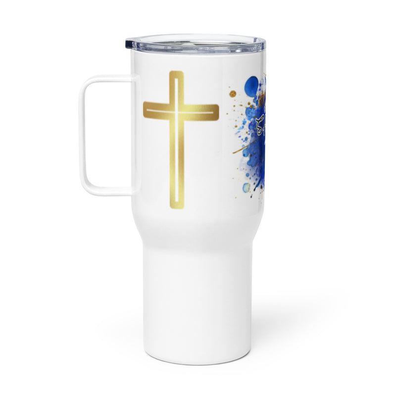 Shaken w/ Gold Crosses - Travel mug with a handle