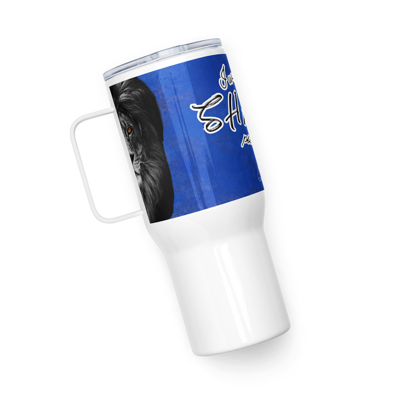 Shaken with Lion - Travel mug with a handle