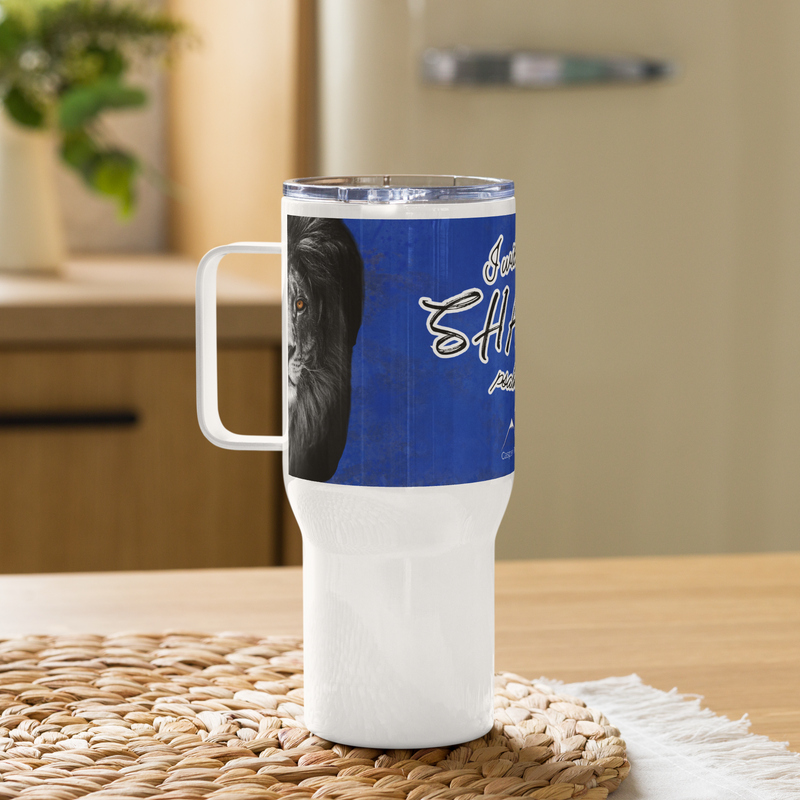 Shaken with Lion - Travel mug with a handle